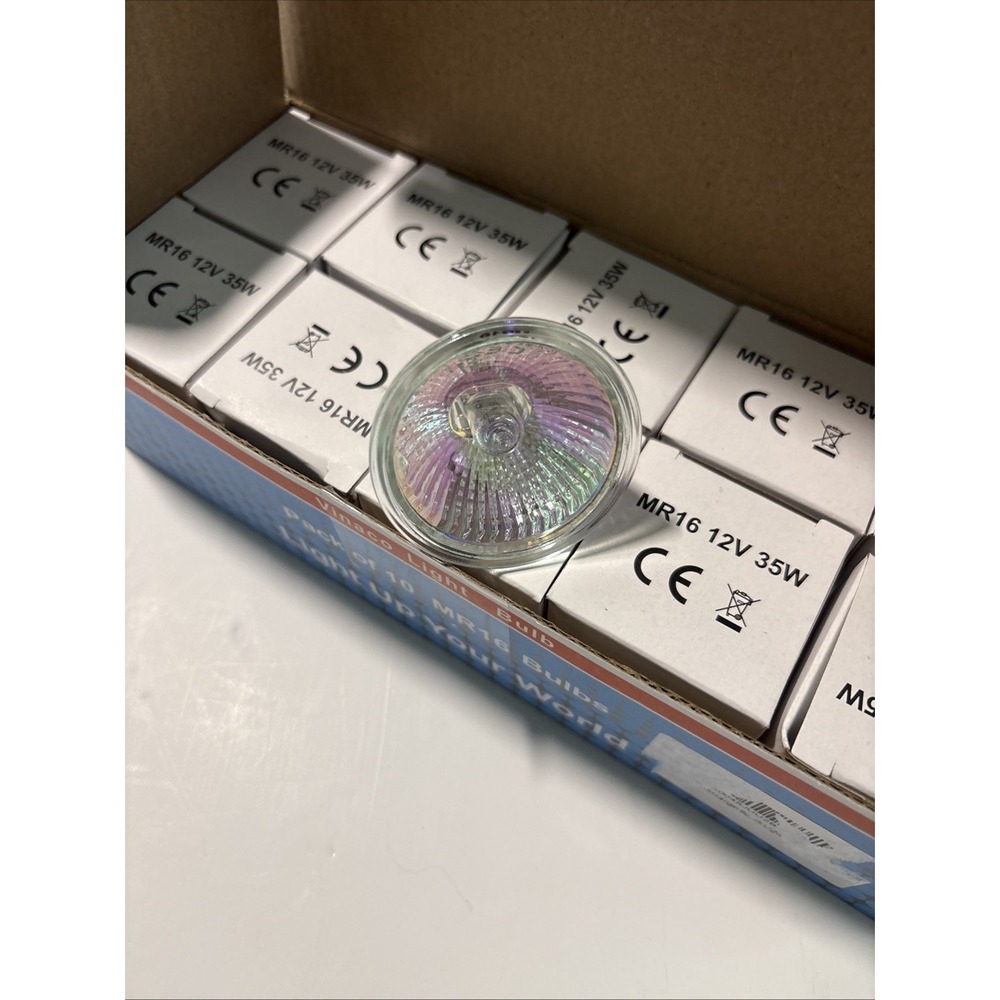 Vinaco 10 PACK MR16 12V 35W Lighting Bulbs GU5.3 Bi Pin BASE 300LM Dimmable